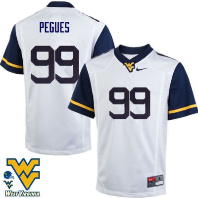 Men's West Virginia Mountaineers NCAA #99 Xavier Pegues White Authentic Nike Stitched College Football Jersey WW15L24JK